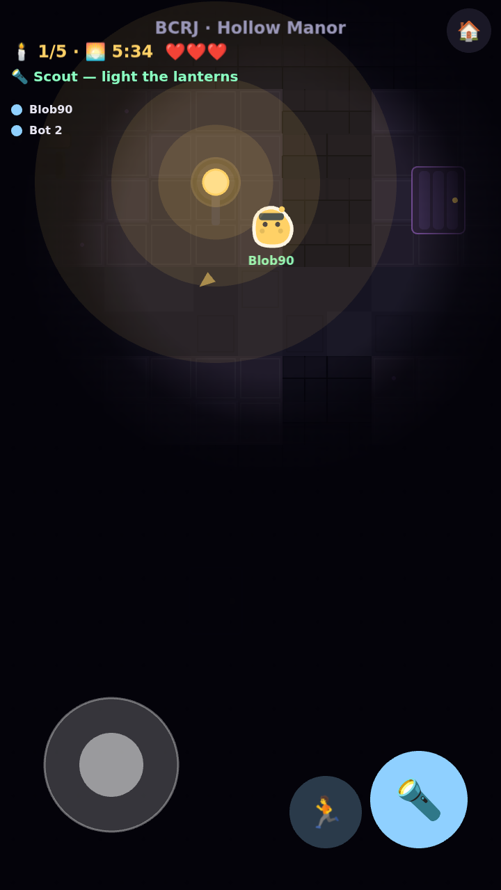 A scout lights a lantern in the dark manor